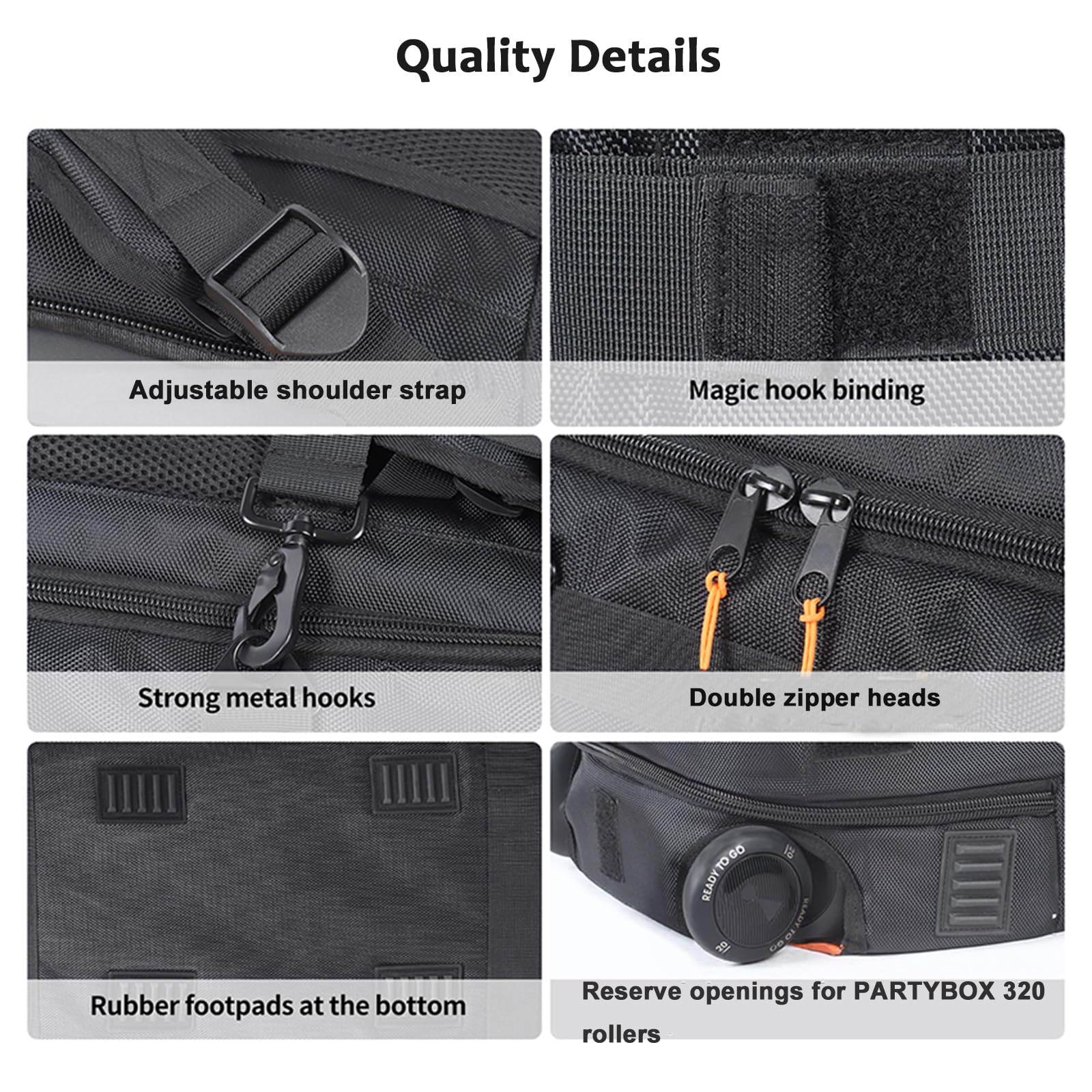 Sac à dos de transport portable pour haut-parleur JBL PartyBox Stage 320, sac de rangement pour haut-parleur d'extérieur (noir)