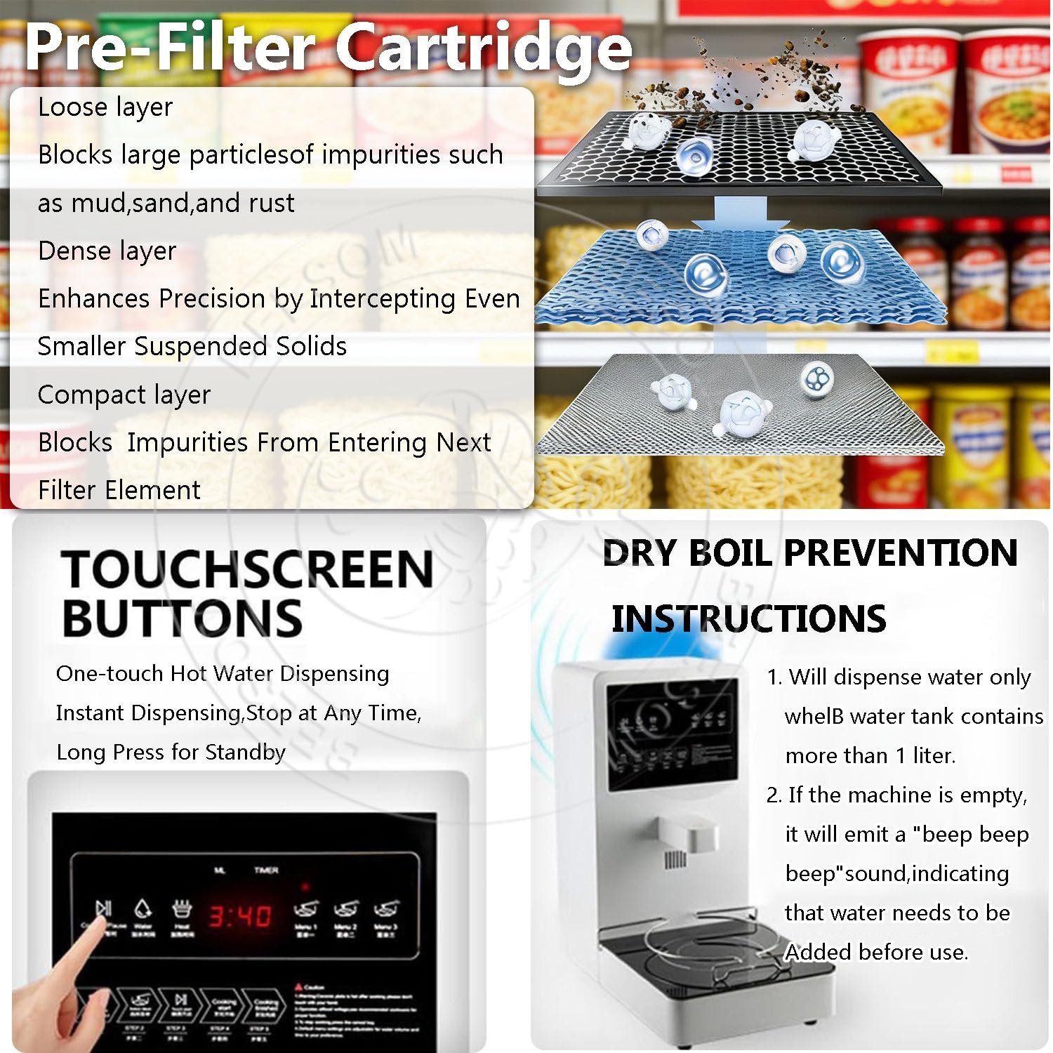 Cuocipasta Touchscreen,Cuoci Pasta Automatico,Controllo Acqua Automatico,2200W Potente,per Ristoranti, Bar, Mense Scolastiche e Aziendali