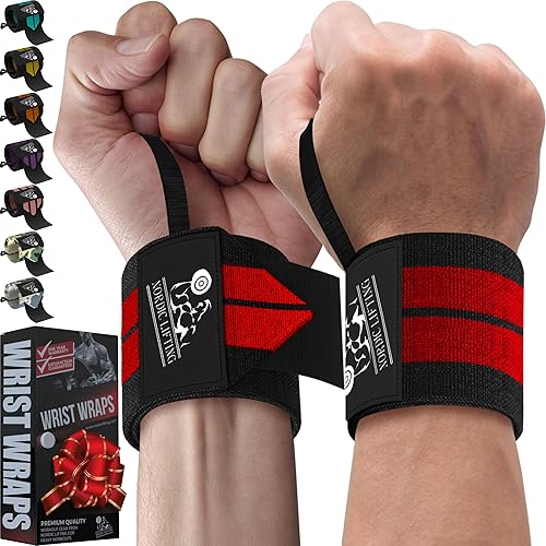 Miniatura 11 de Muñequeras (1 par/2 envolturas) para levantamiento de pesas, entrenamiento cruzado, levantamiento de pesas, levantamiento de pesas, culturismo, para