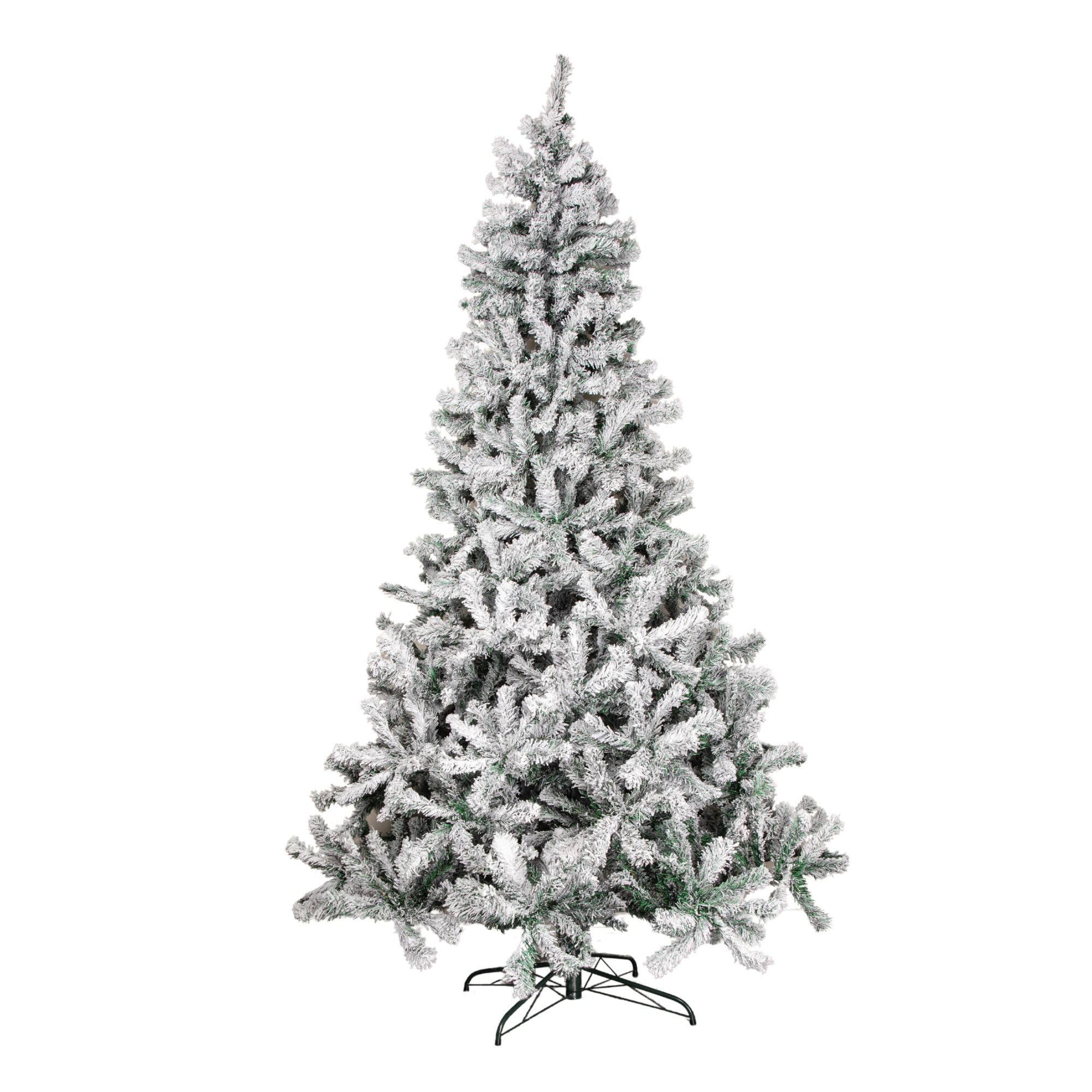 Samuel Alexander Snow Flocked 8Ft (2.4M) Artificial Christmas Tree With Green Metal Stand And 1017 Tips