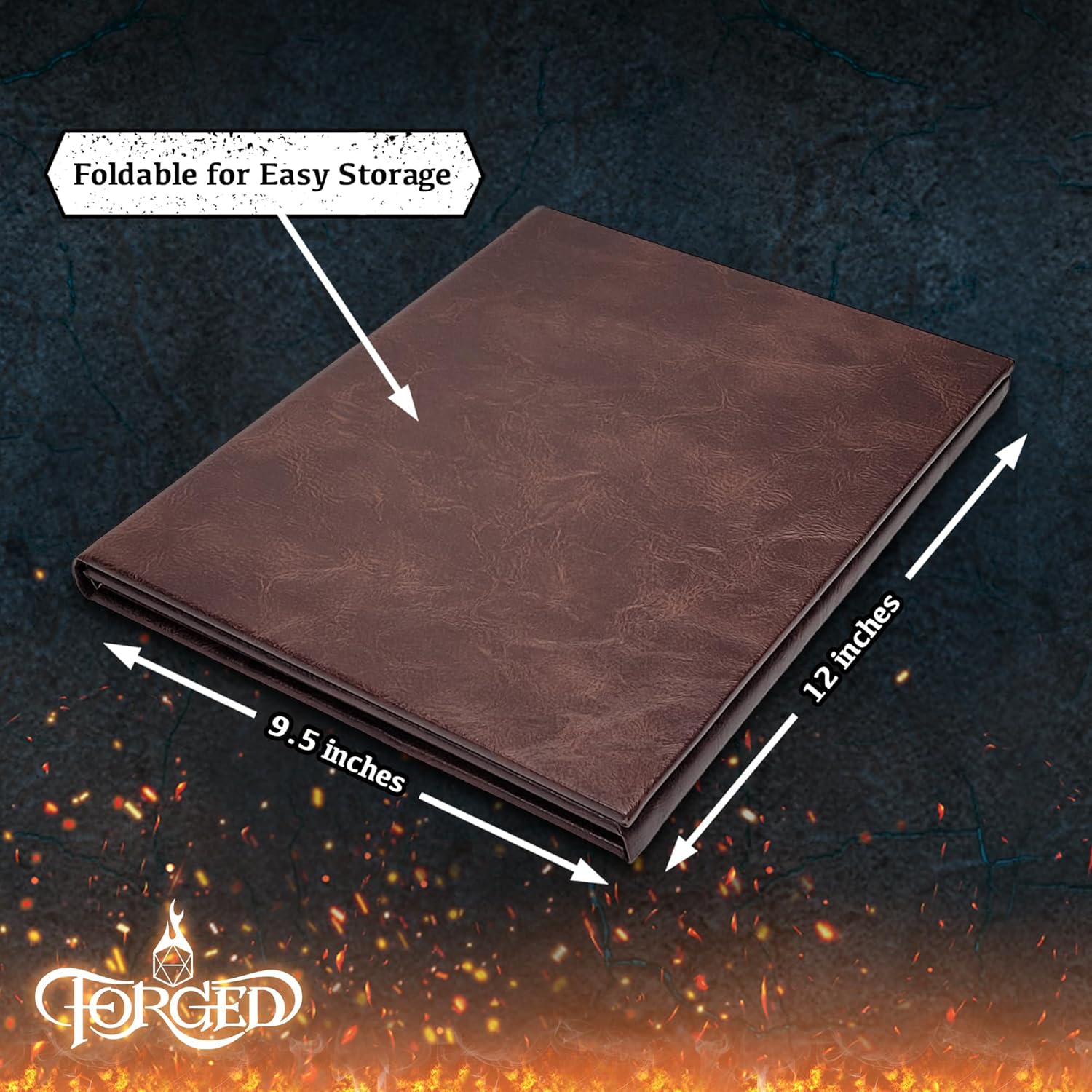 Game Master Screen - 30in Portrait DM Screen Compatible with Dungeons and Dragons and Other TTRPG - Faux Dragon Skin with Clear Dry Erase 8.5 x 11 Pockets - Slipcase Stores with DND Books - Brown