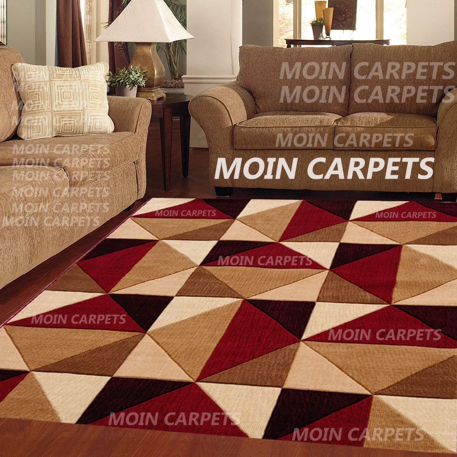 Moin Carpets Modern Rug (Red, Acrylic, 6 X 8 Feet)