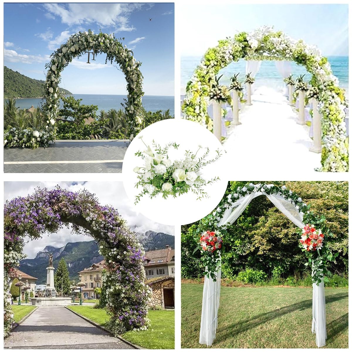 Metall-Gartenbogen, 230 cm hoch, Rankgitter für Kletterpflanzen, stabile Rosenlaube, für den Außenbereich, dekorative Metall-Pergola für Gartenparty, Braun, 140 x 230 cm