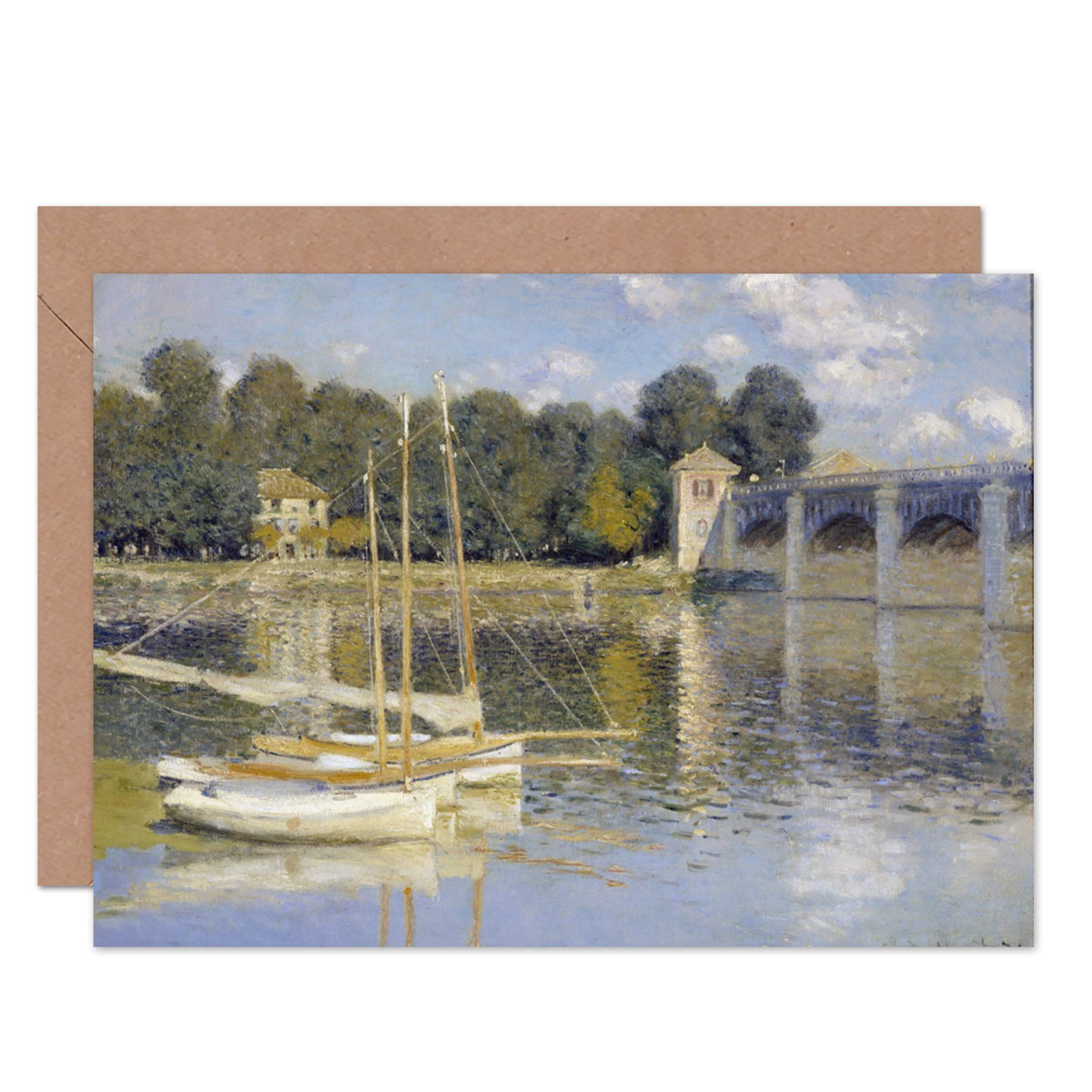 Artery8 Claude Monet The Argenteuil Bridge Fine Art Greeting Card Plus Envelope Blank Inside