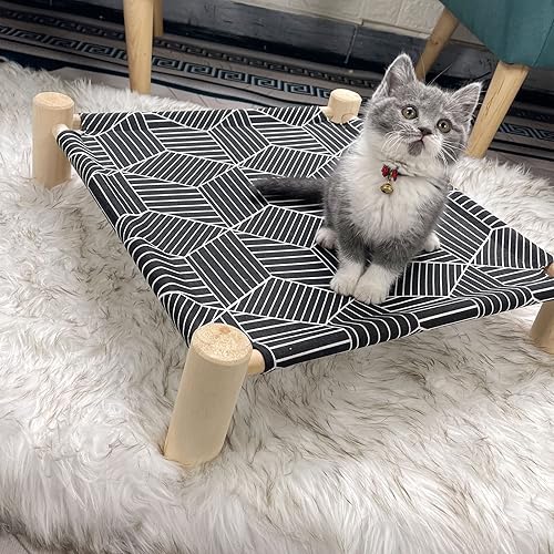 Miniatura 2 de Pozico Hamaca Cama para Gatos/Perros, Cama para Gatos, Camas Elevadas de Madera para Perros para Interiores y Exteriores, Catres Elevados para Gatos
