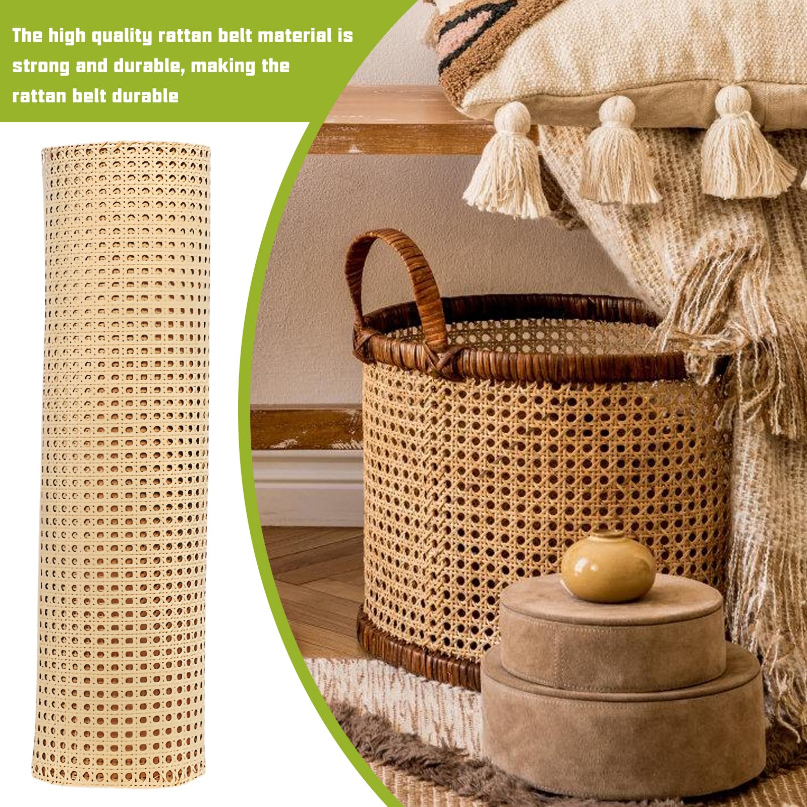Rattan Naturale Rotolo,40cmx100cm Fatto A Mano Fettuccia Rattan,Fettuccia Rattan Intrecciato,Fettuccia in Rattan per Mobili per Mobili Decorazione Domestica