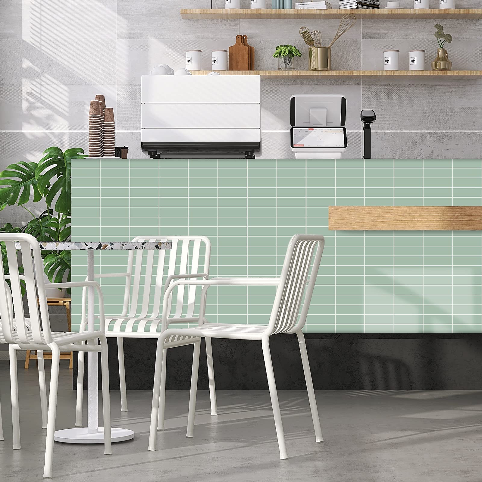 DEWOO Plaktegels Muur Plaktegels Zelfklevende Tegels Groen voor Keuken en Badkamer 10-Vellen,(30,5 x 30,5 cm