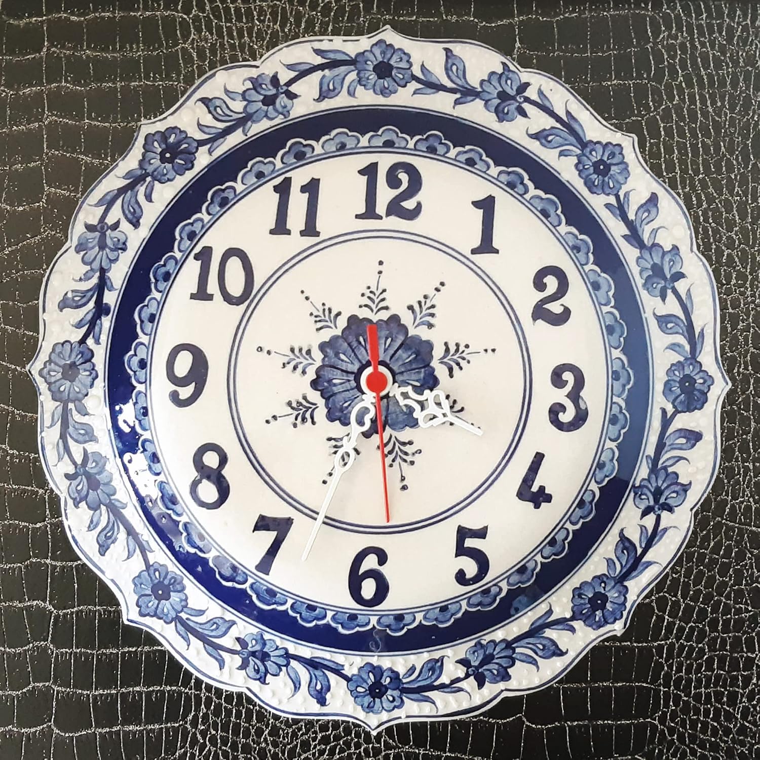Handmade Ceramic Wall Clock, Chinoiserie Wall Clock, Vintage Clock 11.8 inches (30 cm) in Diameter Without Clock Mechanism, Plate Only