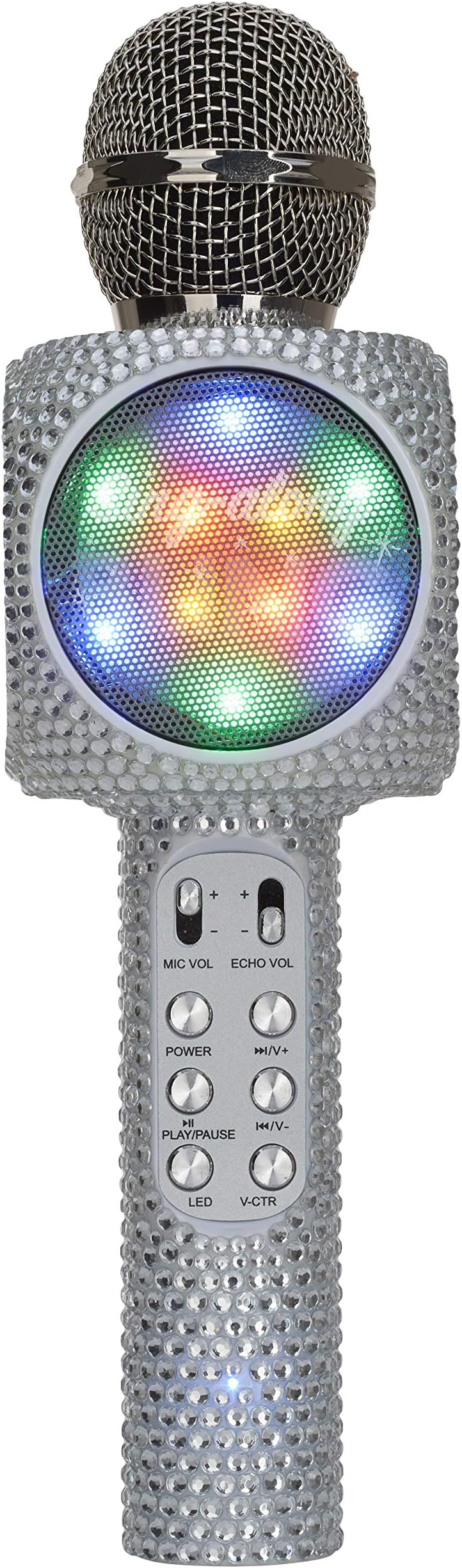 Sing-Along Bling Bluetooth Karaoke Microphone and Bluetooth Stereo Speaker All-in-One (Silver Bling)