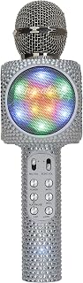 Sing-Along Bling Bluetooth Karaoke Microphone with LED for Karaoke Speaker | Rechargeable Bedazzled Microphone, Wireless Karaoke Microphone with LED Lights, SD Card Slot, Skip Tracks - Confetti Bling