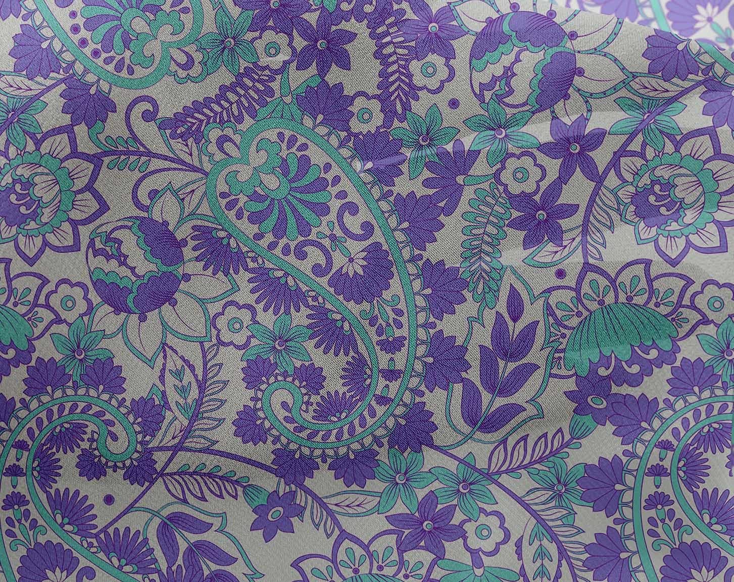 oneOone Georgette Viscose Amethyst Fabric Paisleys Quilting Supplies Print Sewing Fabric By The Yard 42 Inch Wide