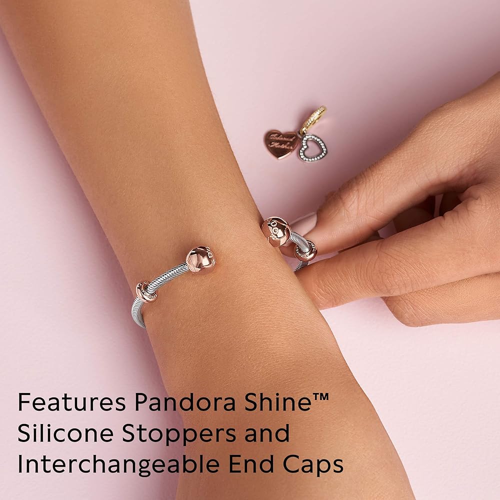 Amazon.com: PANDORA Jewelry Snake Chain Open Bangle Rose Bracelet