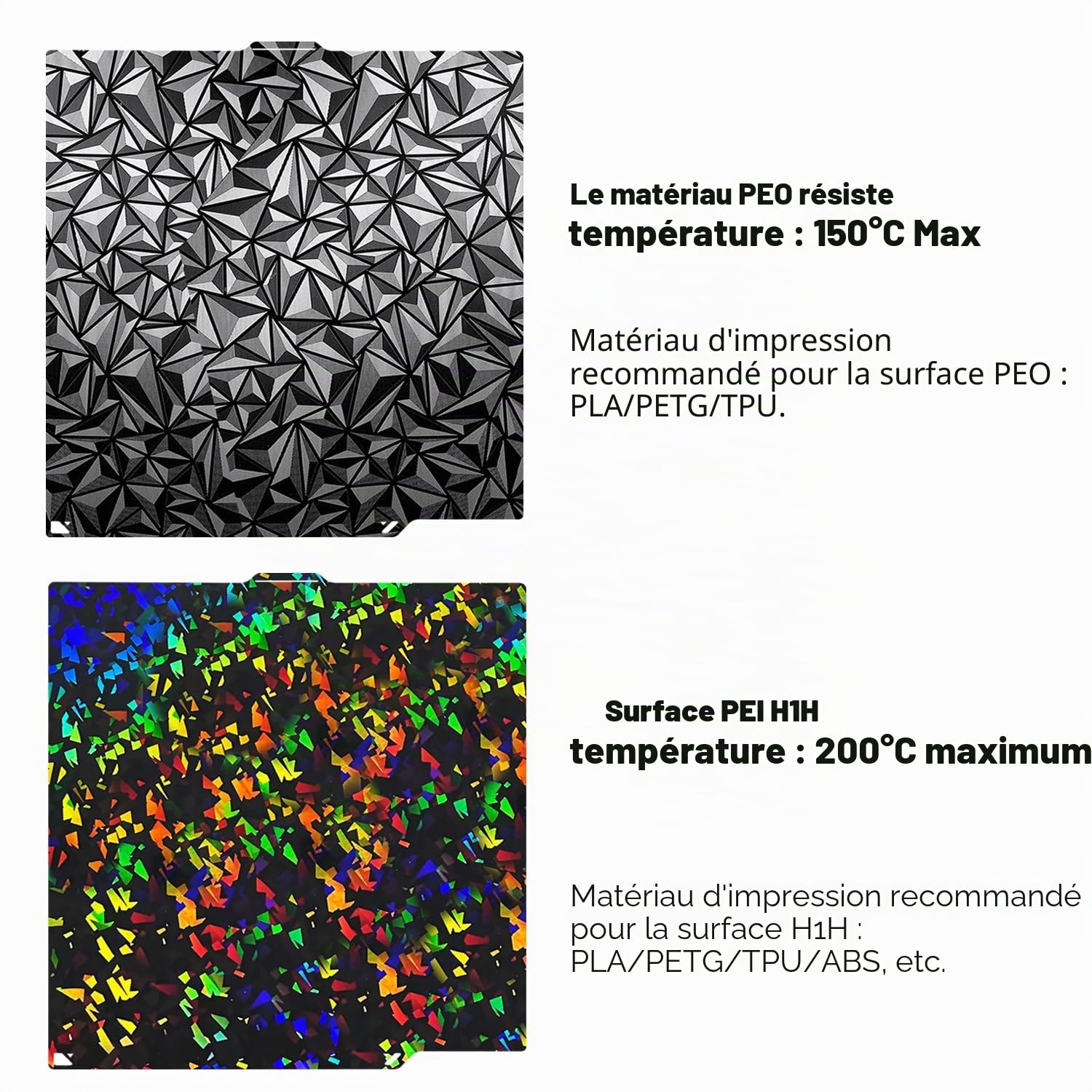 HzdaDeve 260X271MM pour plaque de construction en carbone Centauri PEI PEO Feuille double face lisse, plateau de pression chauffé, plateforme flexible pour Elegoo Centauri Carbon/Centauri (PEO+Debris)