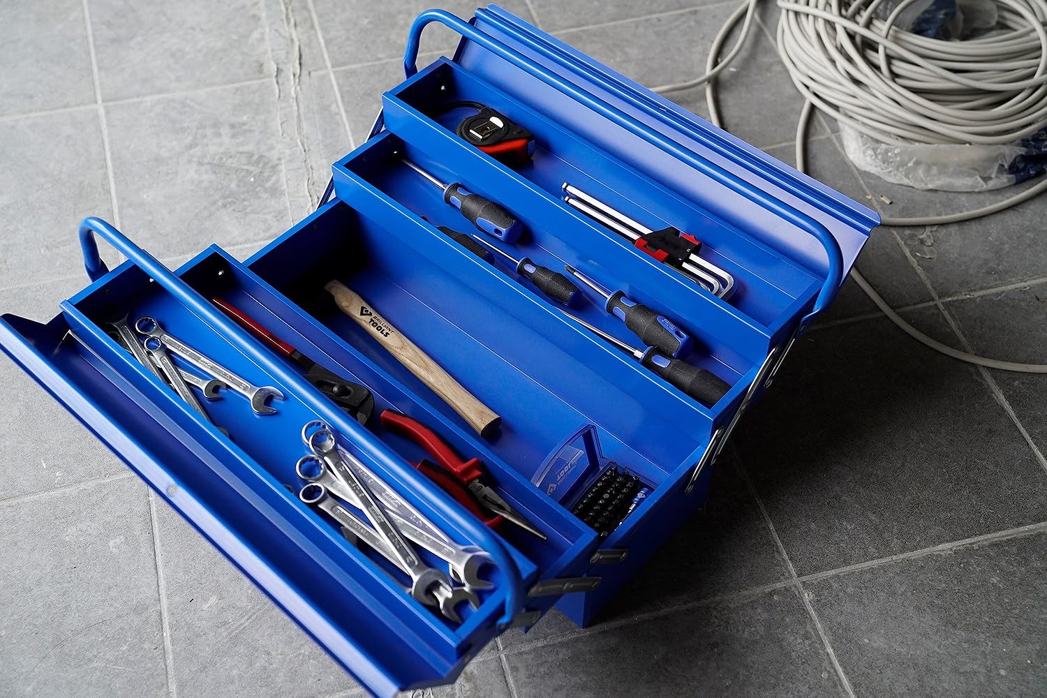 BRILLIANT TOOLS BT150800 Caja de herramientas metálica, plegable [Powered by KS TOOLS]