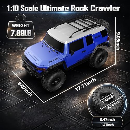 Miniatura 7 de Autos RC RC Crawler 1/10 Escala RTR Auto de Control Remoto 4WD 2.4GHz Cepillado Vehículo de Carreras Todoterreno Grado Pasatiempo Modelo con Luces