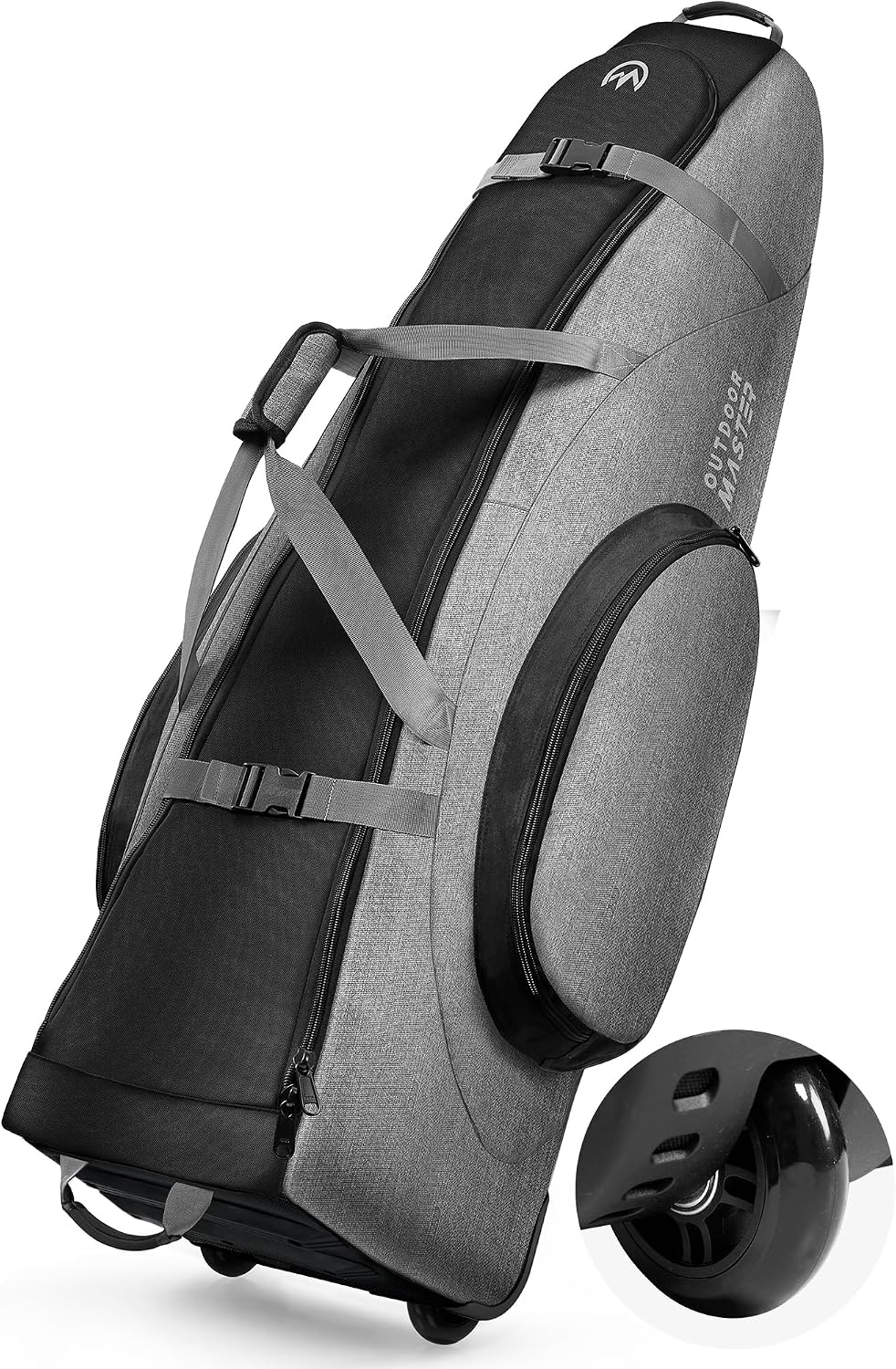 OutdoorMaster Padded Golf Club Travel Bag with Wheels, 900D Heavy Duty Oxford Golf Travel Case, Soft-Sided Golf Club Bag, Shoes and Accessories Compartment