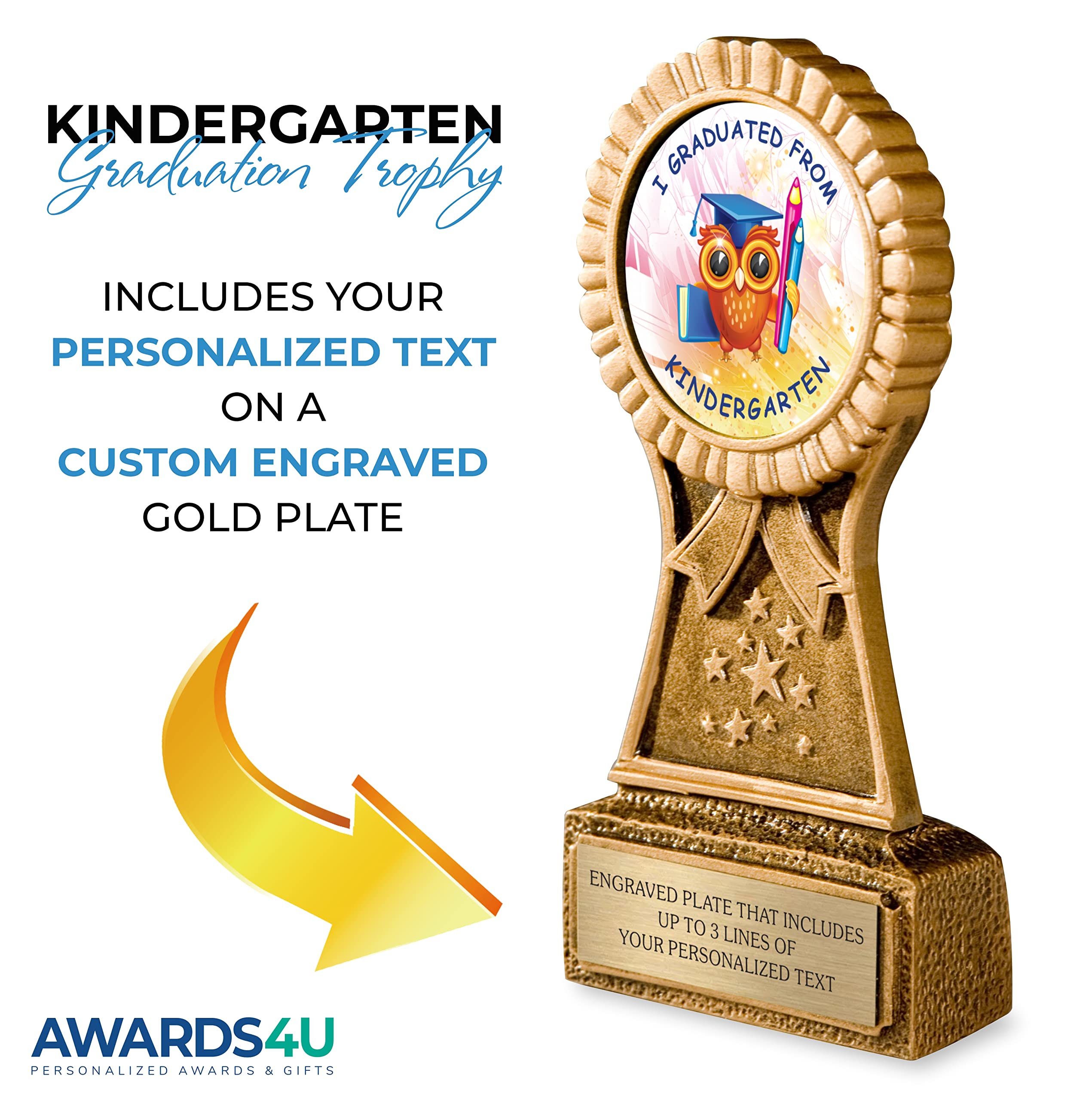 Kindergarten Graduation Trophy | Award for Graduating Prek | Personalized Engraving Included | Customized Awards for Your Kindergartner or Pre-K Student
