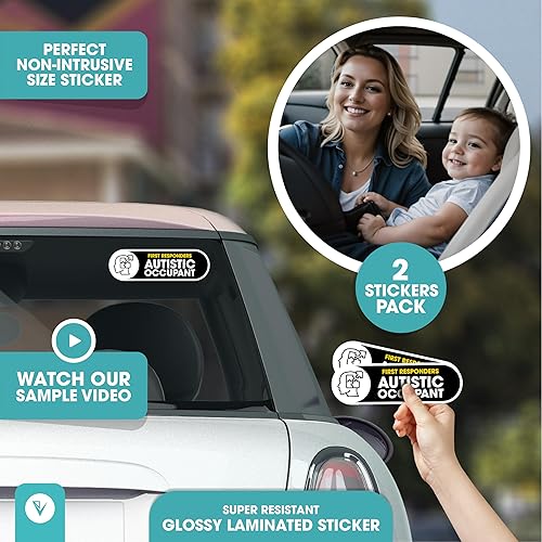 Miniatura 2 de Adhesivo para automóvil para ocupantes autistas, paquete de 2 accesorios de concientización sobre el autismo, calcomanía de seguridad para niños,