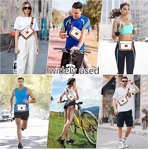 Miniatura 7 de Riñoneras para mujer, cangureras cruzadas para mujer, bolsas cruzadas para mujer, Negro con beige, Bolsa de cinturón