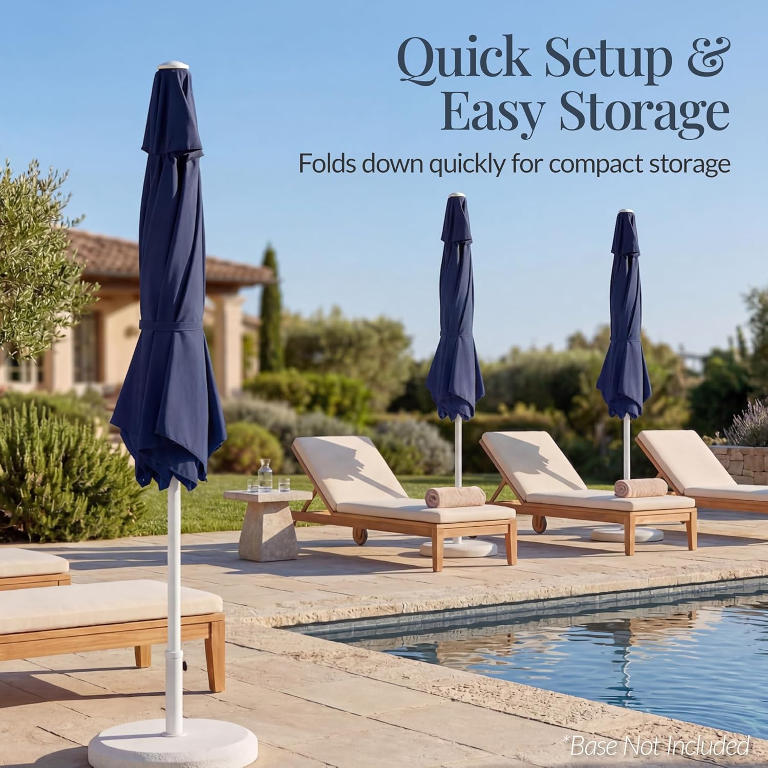 Best Choice Products 7.5ft Patio Umbrella White Pole, Outdoor Market Umbrella with Push Button Tilt and Crank Lift, Steel Pole Umbrella for Backyard Patio Garden Pool Outdoor Shade - Navy