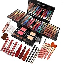 Paleta de Maquillaje de 190 Colores, Kit de Maquillaje Profesional para Mujeres, Kit Completo de Maquillaje Todo en Uno para Mujeres y Principiantes, Incluye Sombra de Ojos, Labial, Polvo Compacto, Delineador, Corrector (004-Negro)