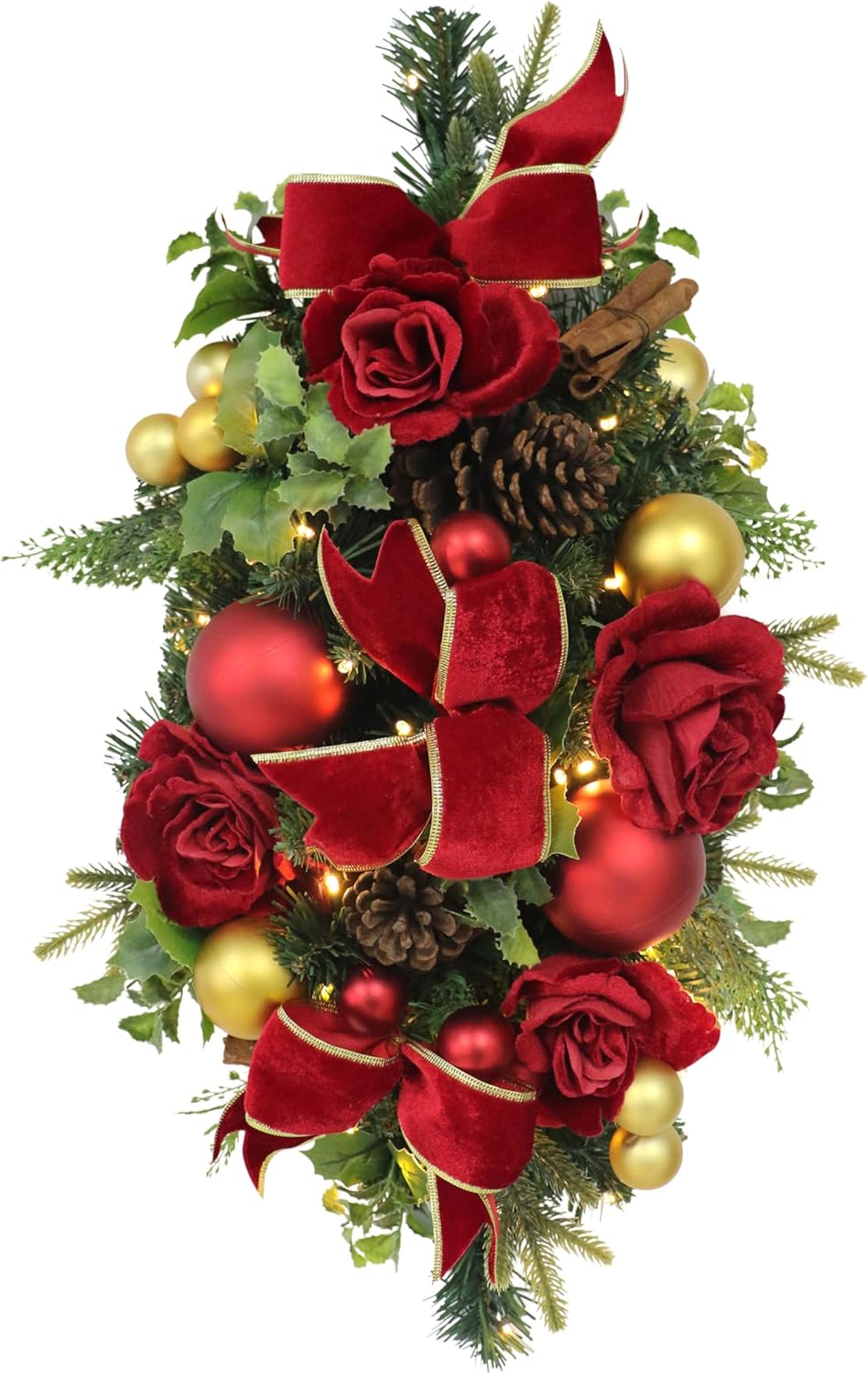 Puleo International 28" Artificial Pre-Lit Adorned Banister Swag Battery-Operated