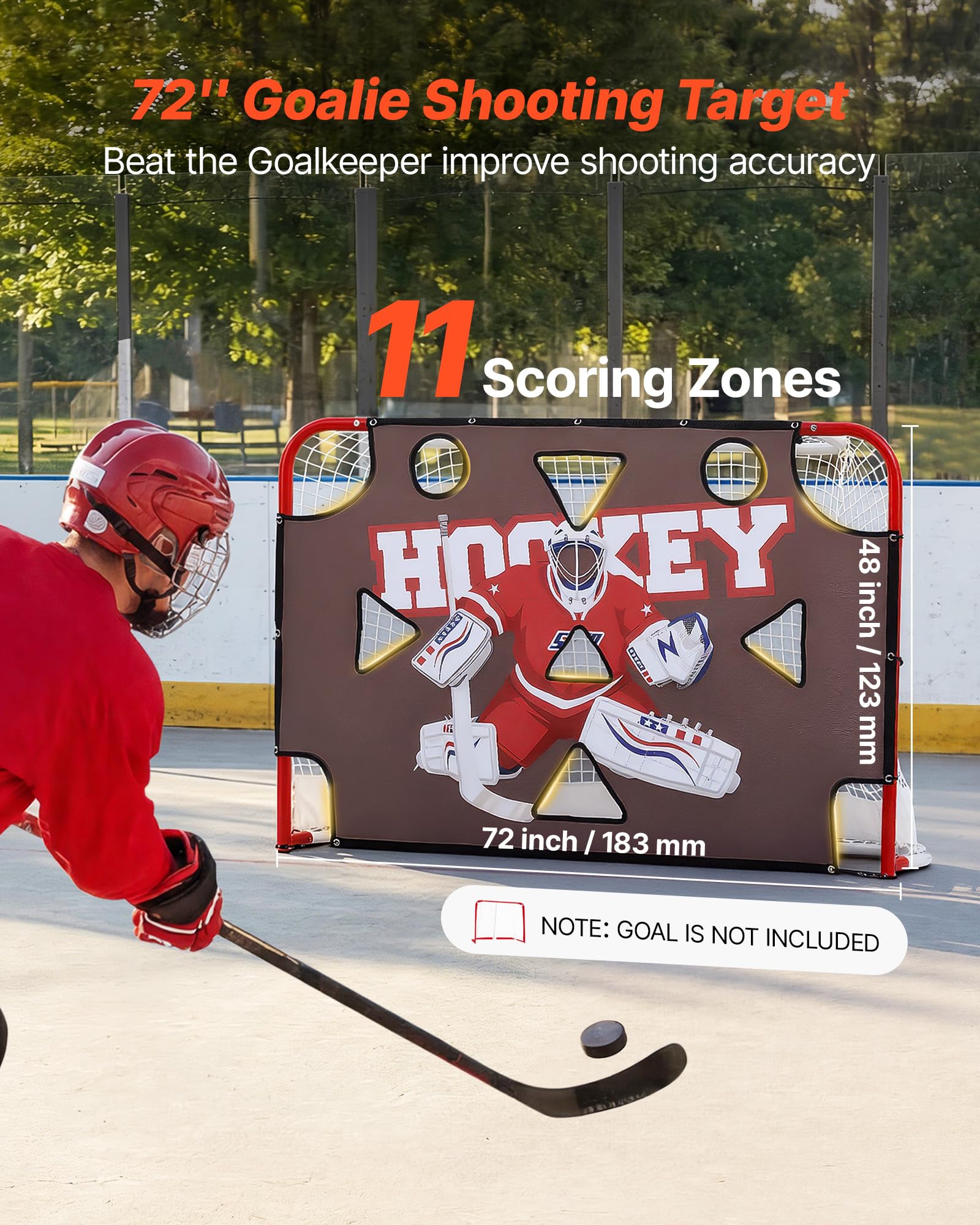 VEVOR Street Hockey Torwart-Zielplane für Eishockeytor mit 11 Öffnungen, Reißfestes Netz für Schusstraining, Trainingsgerät für Schussgenauigkeit, Hockeytor-Zielplane für Street-Hockey und Eishockey