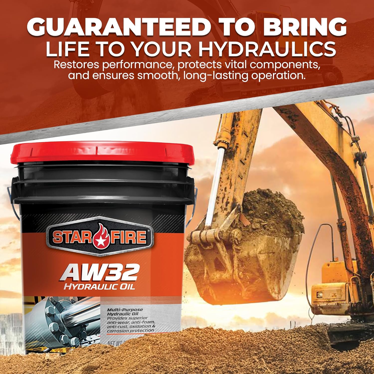 STARFIRE AW32 Hydraulic Oil – 5 Gallon Pail – Premium Anti-Wear, Anti-Foam, Rust and Corrosion Protection Hydraulic Fluid for Industrial and Mobile Equipment