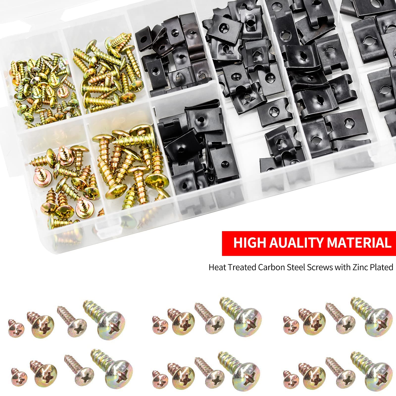 Kit Viti Per Carrozzeria Auto E Moto - 170 Pezzi, M3 M4 M5 M6 Con Clip, Acciaio - Foto 6