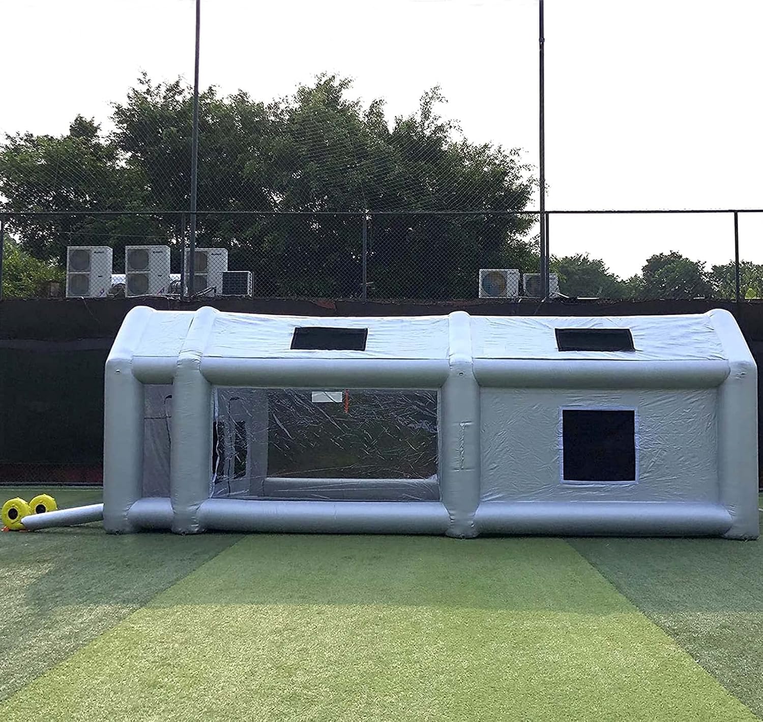 Inflatable Paint Booth 21.5X13X9FT with Multiple Filter Cottons and Three Blowers, Portable Spray Booth for Car Parts, Furniture and Other Painting and Polishing Works