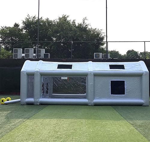 Miniatura 5 de Cabina de pintura inflable de 21.5 x 13 x 9 pies con múltiples filtros y tres sopladores, cabina de pulverización portátil para piezas de