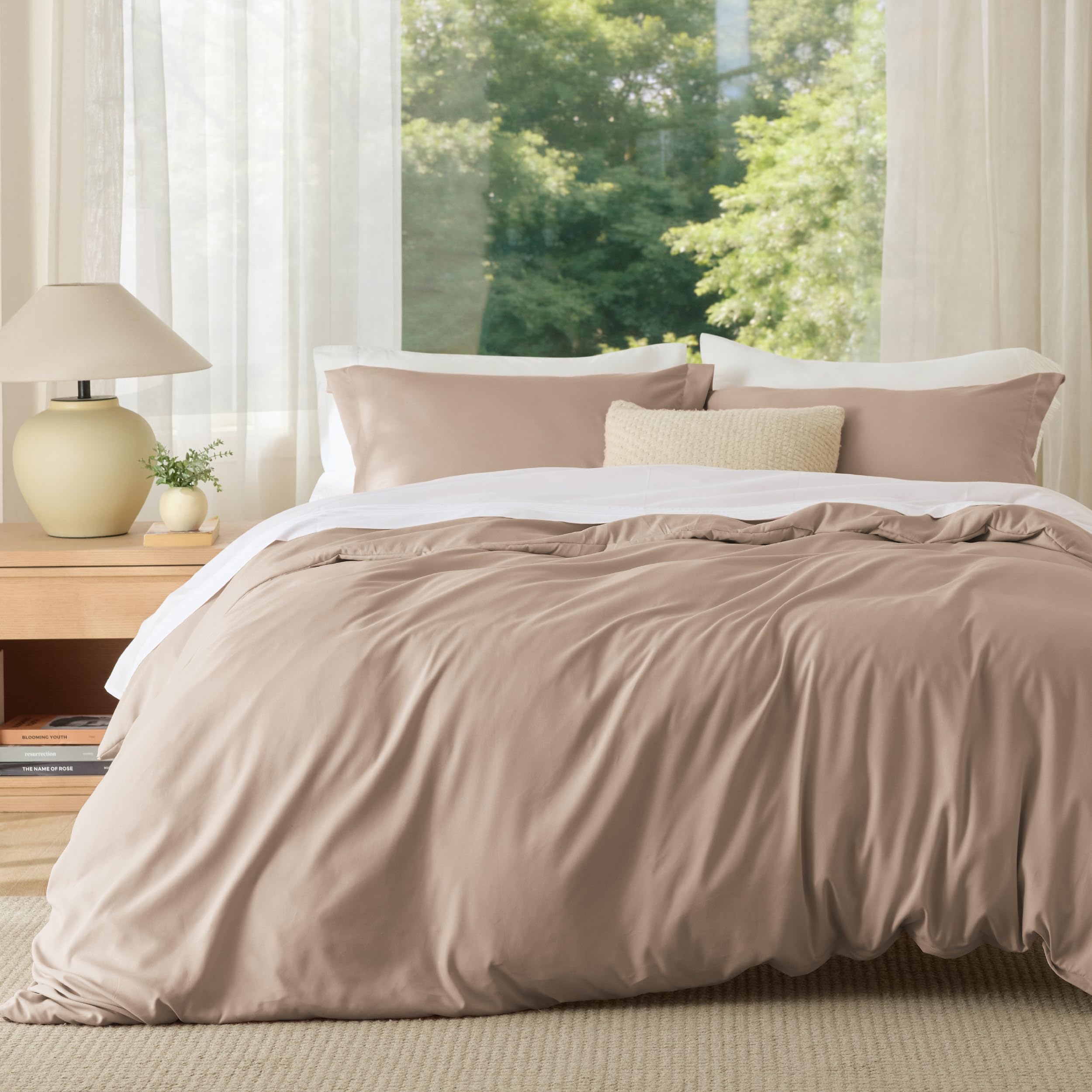 Bedsure Duvet Cover Full Size, 3Pcs Double Brushed Bedding Set, Light Khaki