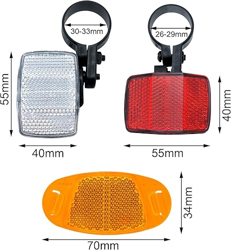 Miniatura 5 de 6 Reflectores de bicicleta, soporte reflector delantero y trasero, accesorios de reflector de radios de rueda de bicicleta para manillar y poste de