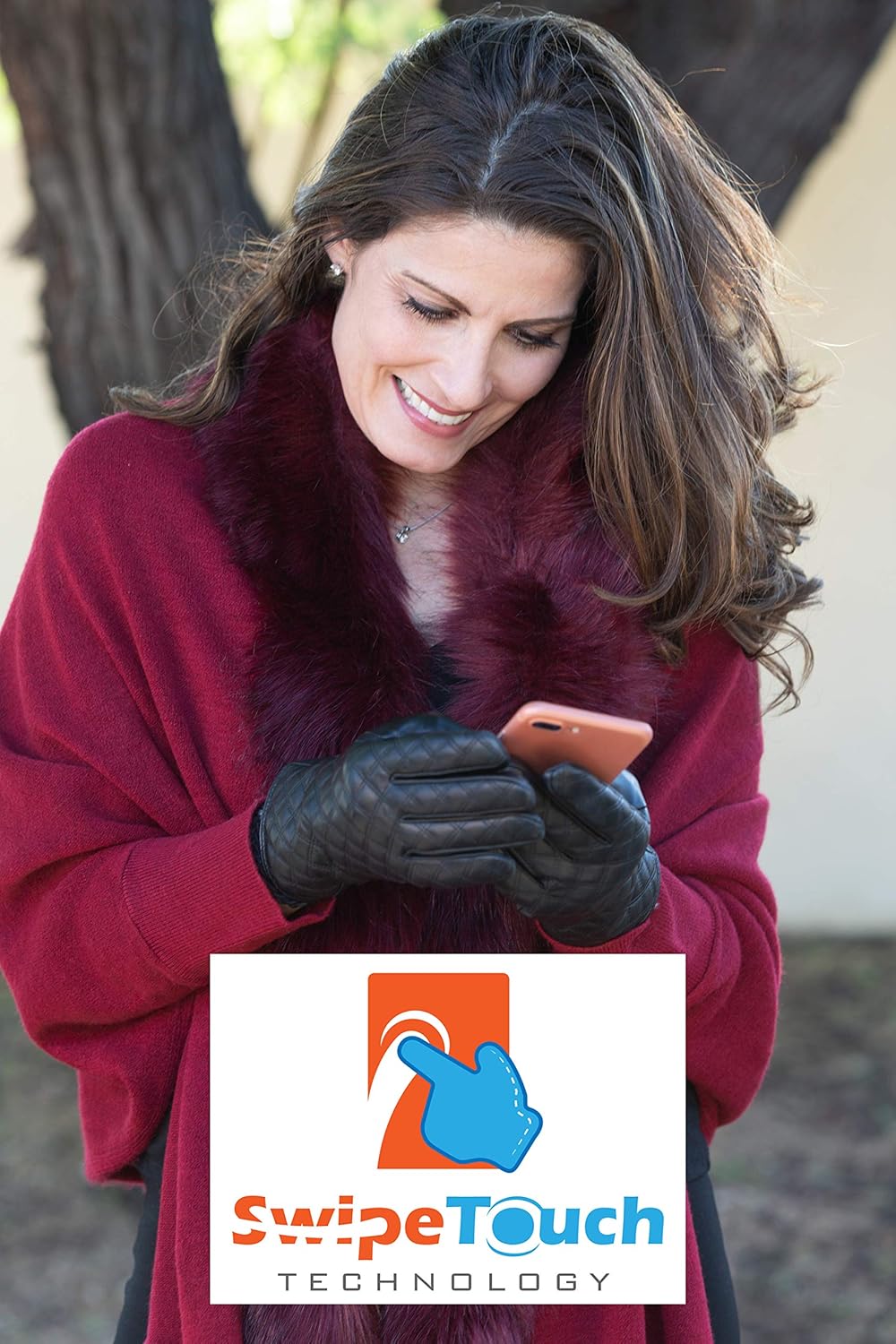 Women's Rabbit Fur Lined Sheepskin Leather Gloves, Touchscreen, Winter Leather Gloves for Women, Gift Box