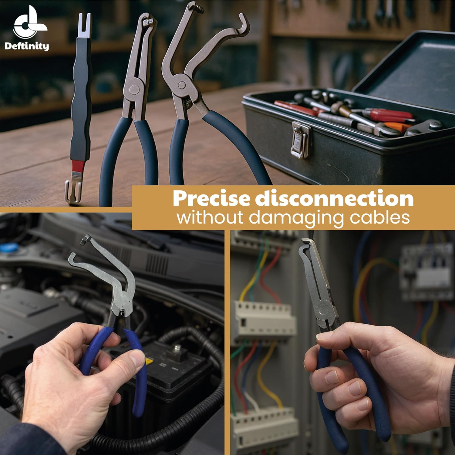 – Electrical Disconnect Pliers Set – Automotive Electrical Connector Removal Tool with Gloves and 2 Terminal Connectors – Electric Disconnect Pliers for Cars, Clip Plug Separator image 3 of 9 B0FDK3LNJW