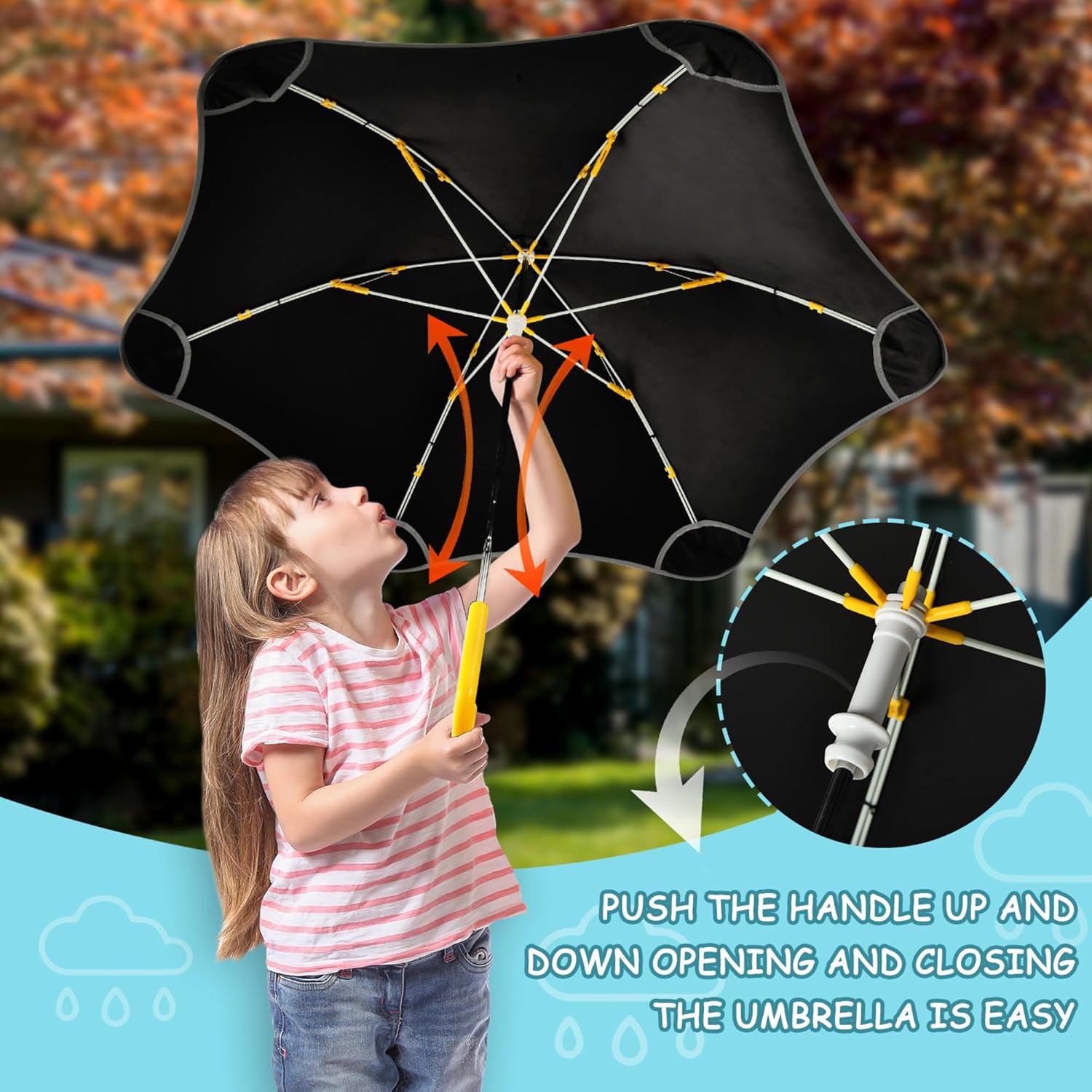 ALAZA Swirl Pink & Blue Kids Umbrella for Girls Boys Toddler Children Rain & Sun Umbrella