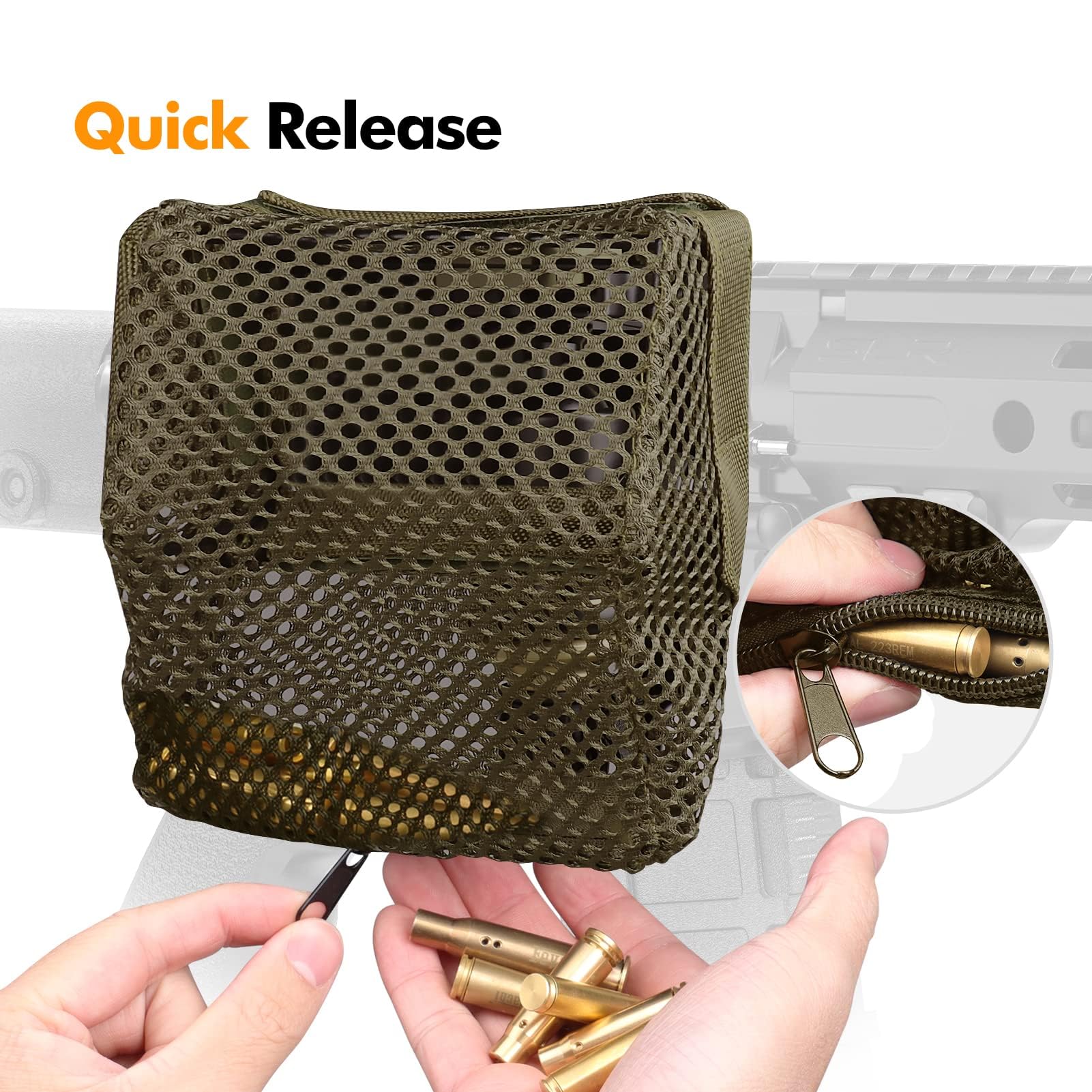 Rete Cattura Bossoli Feyachi - Nylon Resistente Al Calore, Con Attacco Picatinny | Per AR E Fucili Tattici | Capacità 100 Colpi .223 - Foto 6