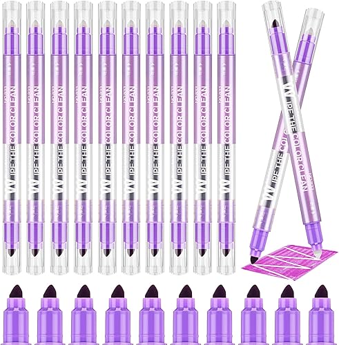 10 marcadores borrables de doble cabeza para escritura suave, punta de cincel y punta fina, marcadores de doble extremo borrables para uso en la