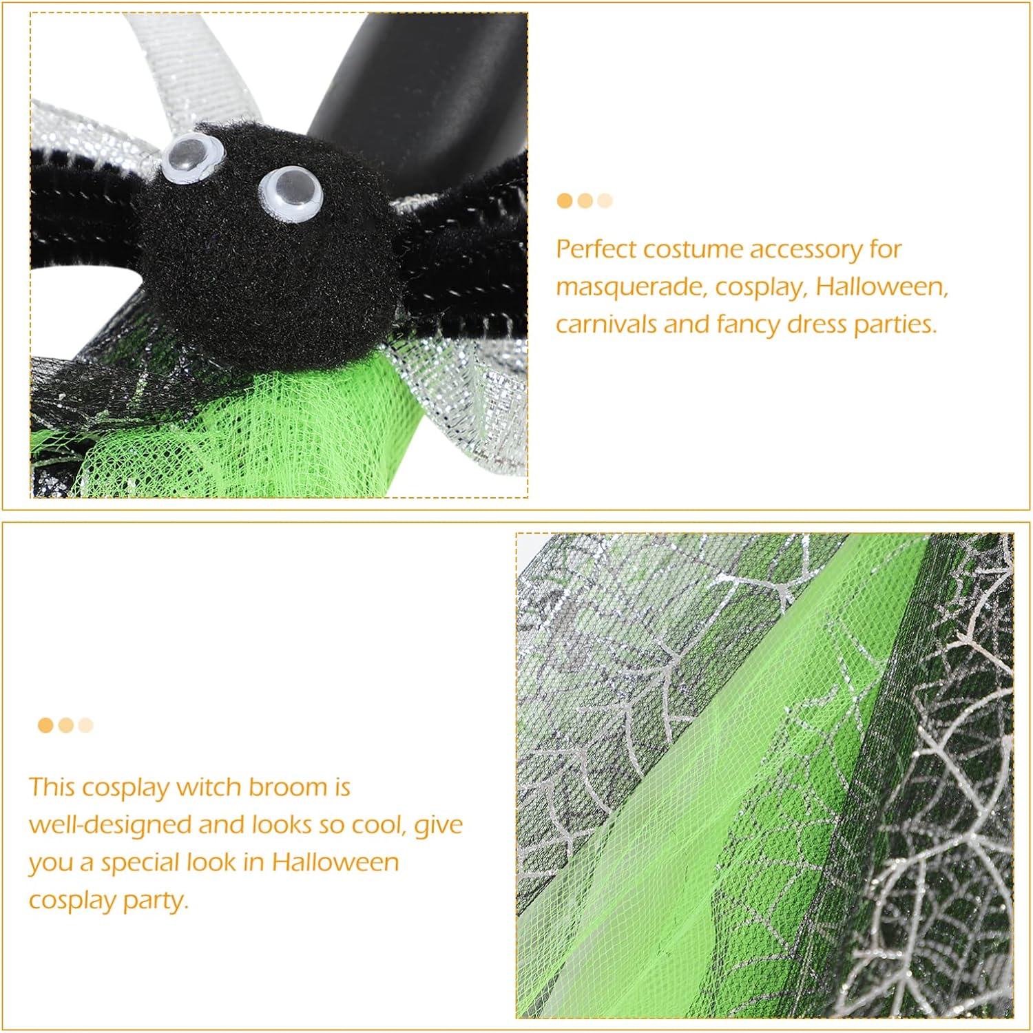 Witch Broom Halloween Witch Broom Cosplay Props for Halloween Party Decor Cosplay Party