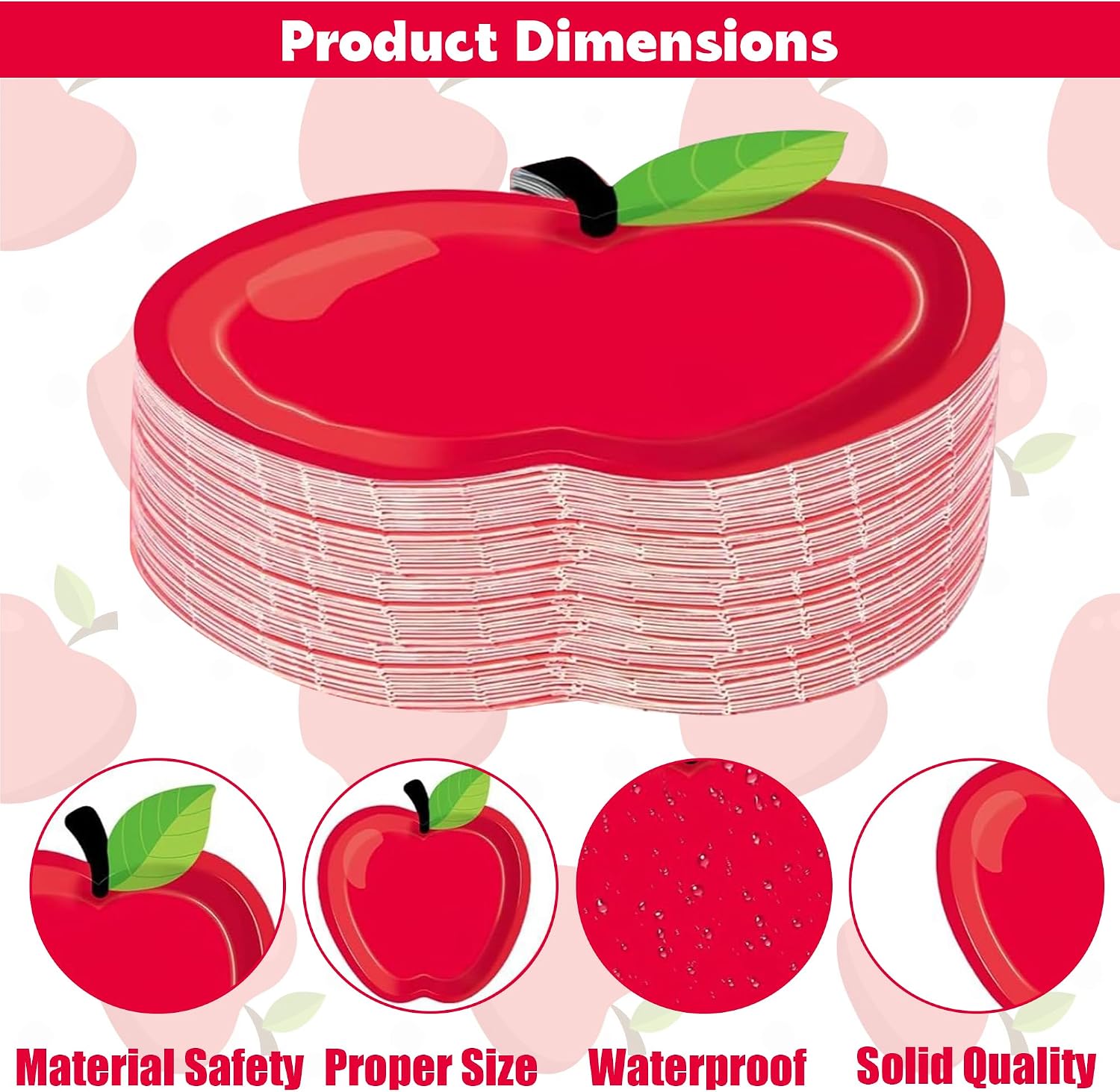 10Pcs Back to School Red Apple Paper Plates, First Day of School Plates image 3
