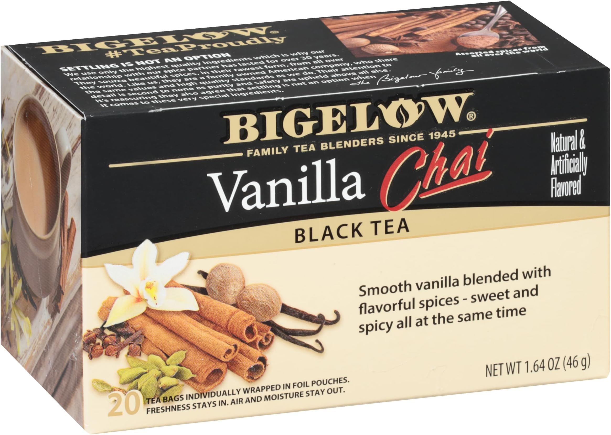 Bigelow Vanilla Chai Black Tea Bags, 20 Count (Pack of 6)