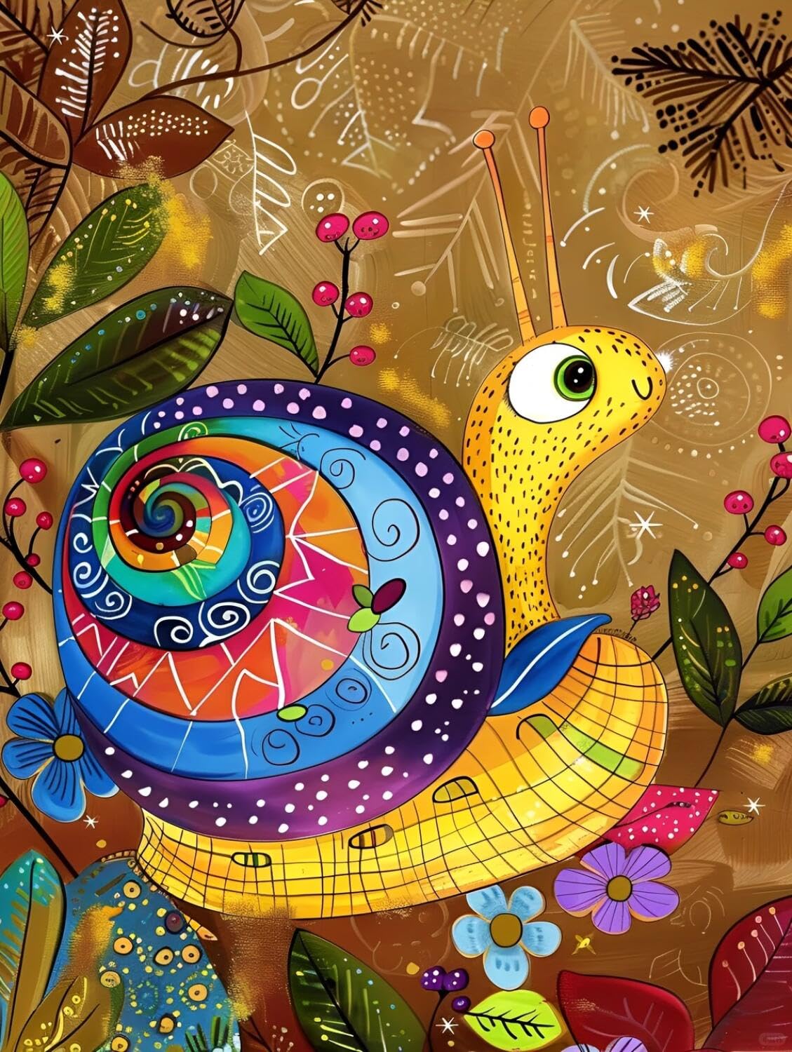 Rqwybcaxn Stamped Beaded Cross Stitch Kits Colorful Snail 40x50cm