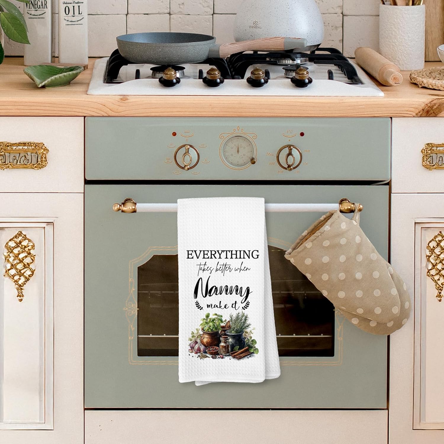 Voatok Nanny Gifts Kitchen Towels, Nanny Gifts from Grandkids Granddaughters Grandsons Hand Towels, Best Grandma Gift for Christmas Birthday Dish Tea Towels for Kitchen, 16x24 Inches - Image 4