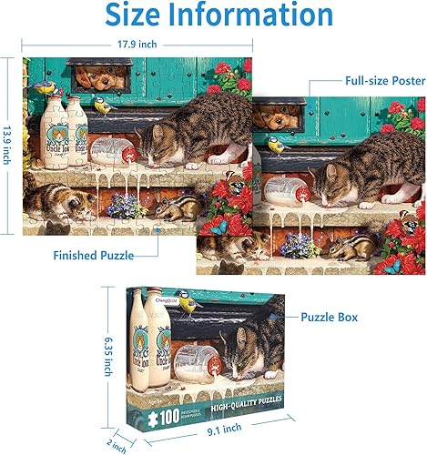 Miniatura 3 de Rompecabezas de 100 piezas para niños, rompecabezas de gatos de 100 piezas para adultos, lindos rompecabezas de gatitos de 100 piezas para adultos,