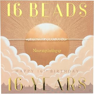 16 Year Old Girl Gifts - Sweet 16 Bracelet on Unique Mini Birthday Card | Whimsical & Dainty Sweet 16 Jewelry Glass Bead Bracelet on Mini Happy 16th Birthday Card, Loving & Meaningful Gift Idea