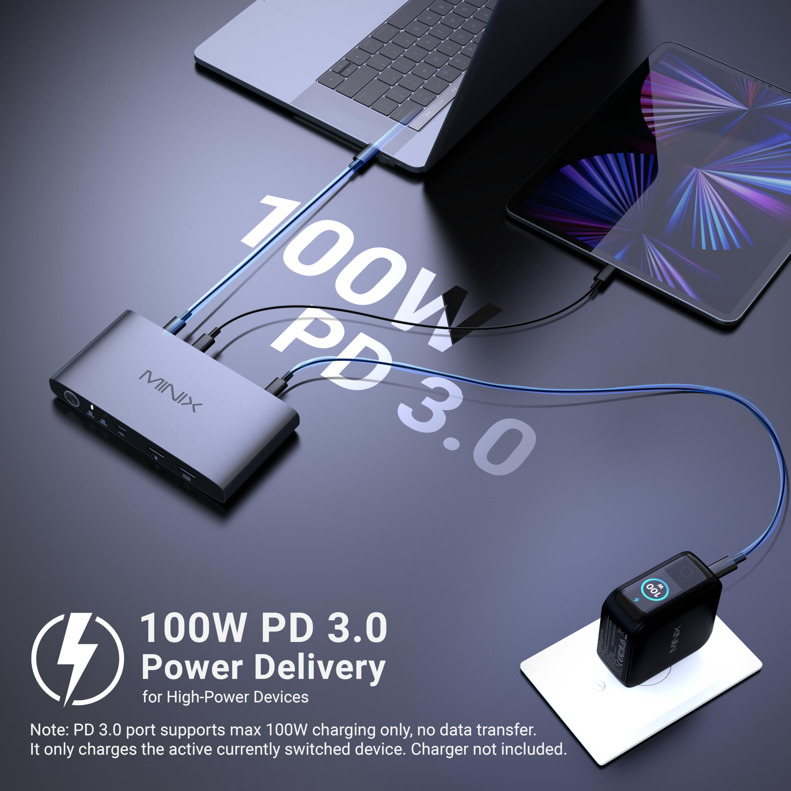 MINIX K1 USB C KVM Switch 1 Monitors 2 Computers, 4K@120Hz HDR, 100W PD 3.0, Dual USB-C Input KVM Switches, Share Keyboard & Mouse, Aluminum Design, Compatible with Windows, Mac, Linux, Android