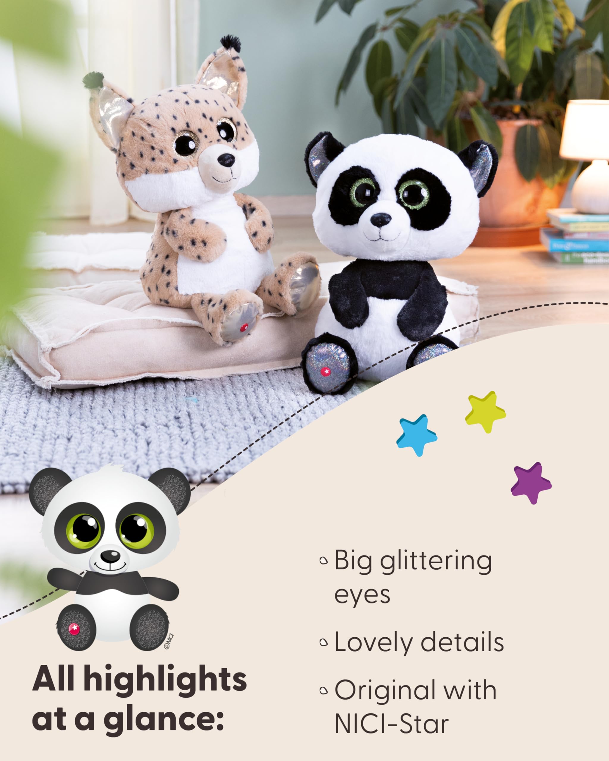 NICI GLUBSCHIS 62211 Panda Peppino, miękki pluszak, urocza maskotka do przytulania i zabawy, świetny pomysł na prezent dla dzieci i dorosłych, 45 cm, biała