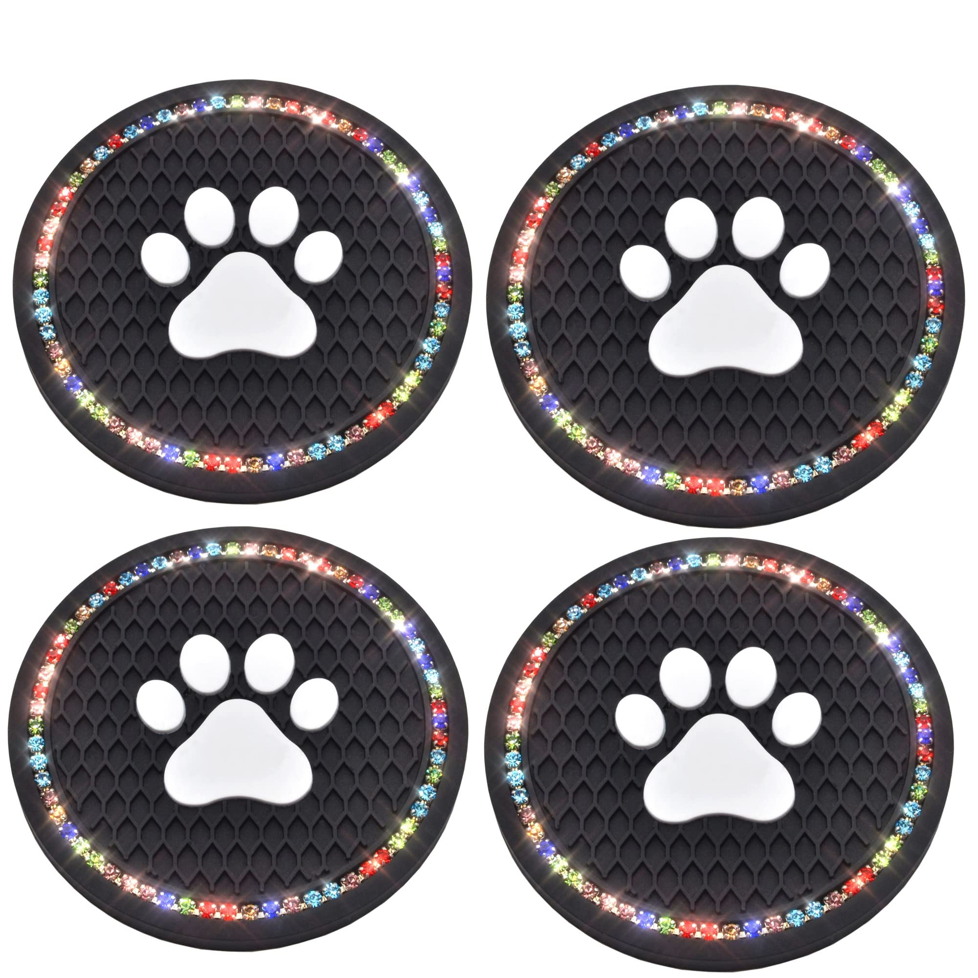 Sylvil 2 Posavasos Brillantes Para Automóvil, 2.75 Pulgadas, Antideslizantes, Con Diamantes De Imitación, Tapete Para Bebidas Automáticas Para Mujeres Y Niñas, Accesorios Universales Para Interiores