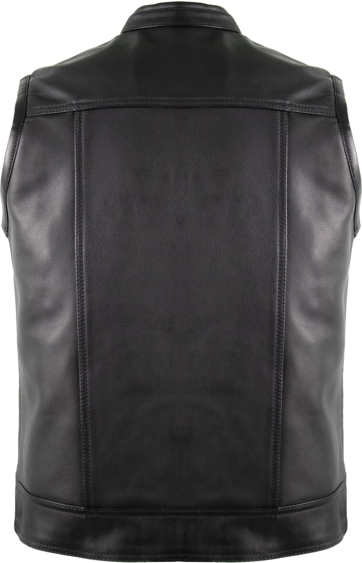 MDM Gilet da Motociclista in Vera Pelle da Uomo, Stile Anarchy, Nero, Gilet Biker in Pelle Robusta con Tasche, Ideale per Patch e Loghi Club