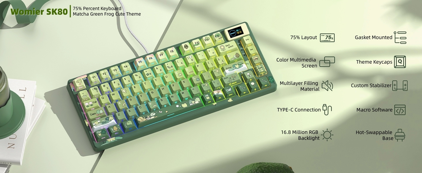 Amazon.com: Womier SK80 75% Keyboard with Color Multimedia Display